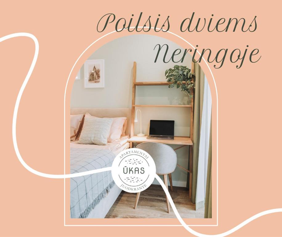 Postel nebo postele na pokoji v ubytování Neringarent STUDIO-APARTAMENTAI