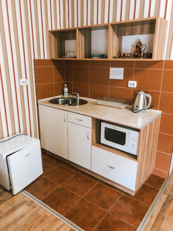 Kuchyň nebo kuchyňský kout v ubytování Koral Hotel