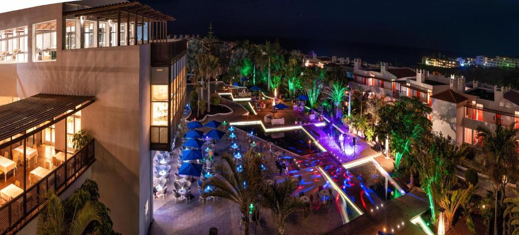 an aerial view of a city at night at Fuerteventura Princess in Playa Jandia
