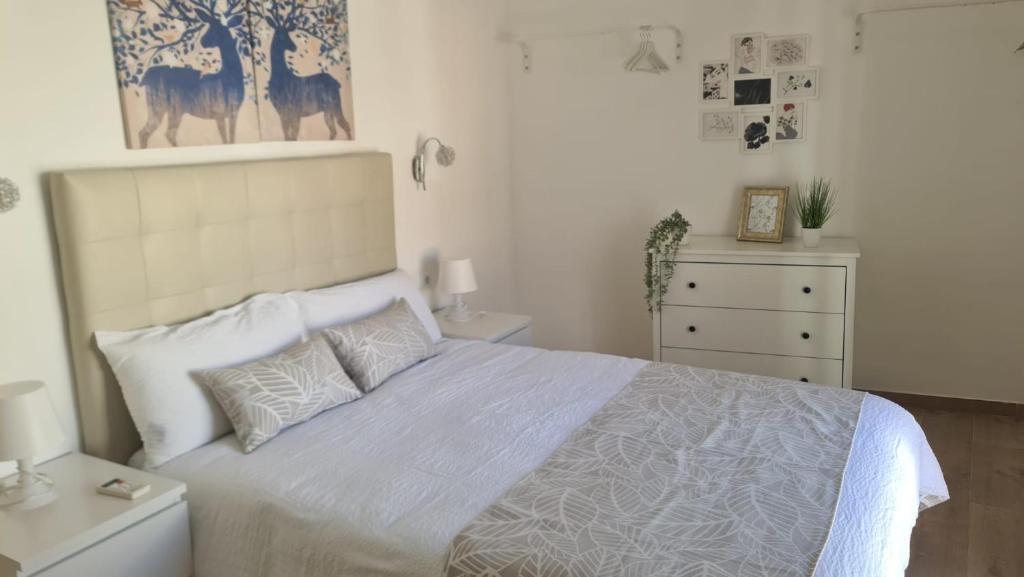 een slaapkamer met een groot bed en een ladekast bij La Casilla de Nerja in Nerja