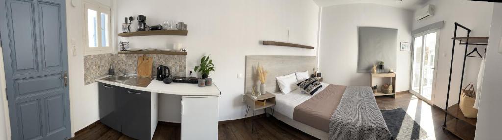 a living room with a sink and a couch at Fatolitis Studios in Masouri