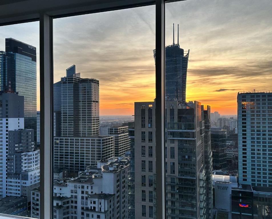 Warsaw skyline at dusk
