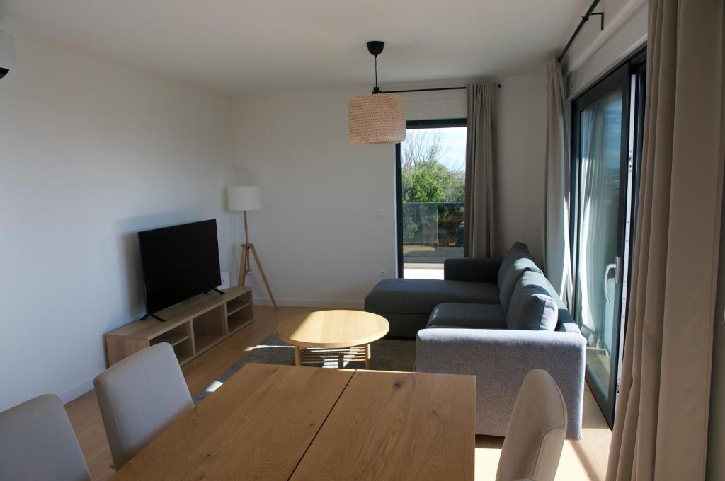 Televízia a/alebo spoločenská miestnosť v ubytovaní Nikola Luxury Apartments Borik