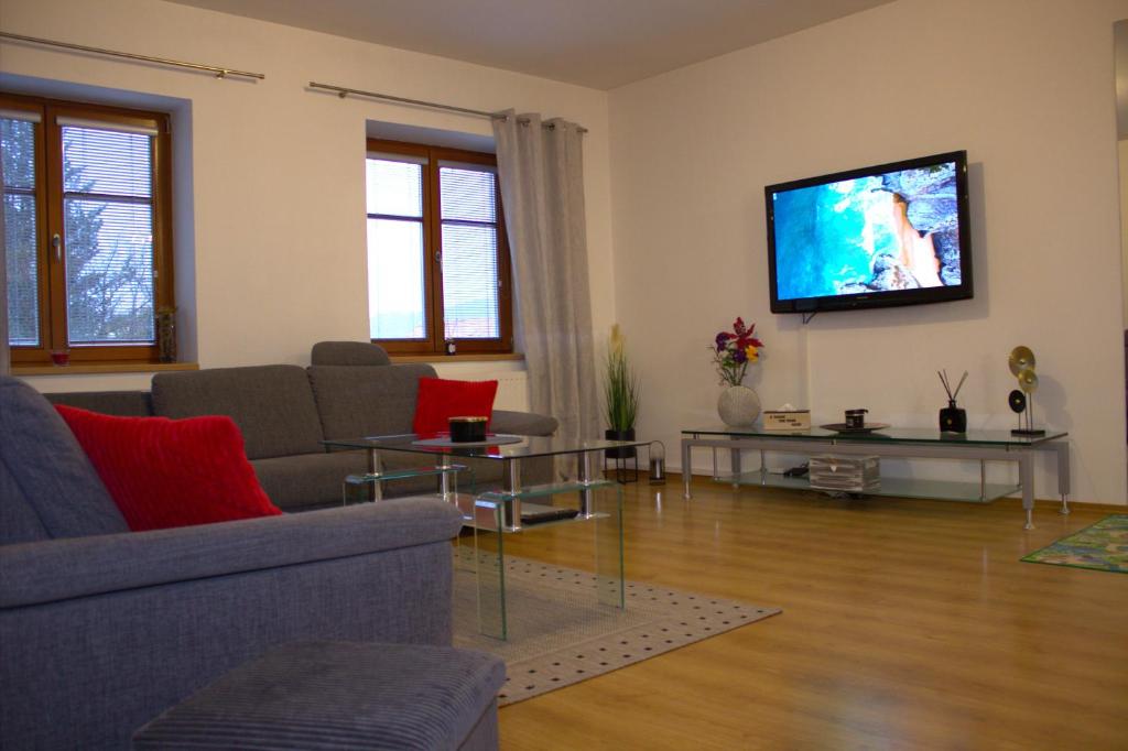 TV a/nebo společenská místnost v ubytování Apartmany U Lva