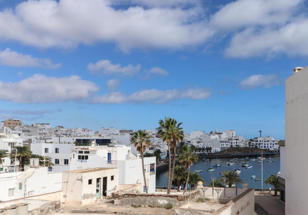 a view of the harbor from a building at Apartamentos Bello Lanzarote in Arrecife