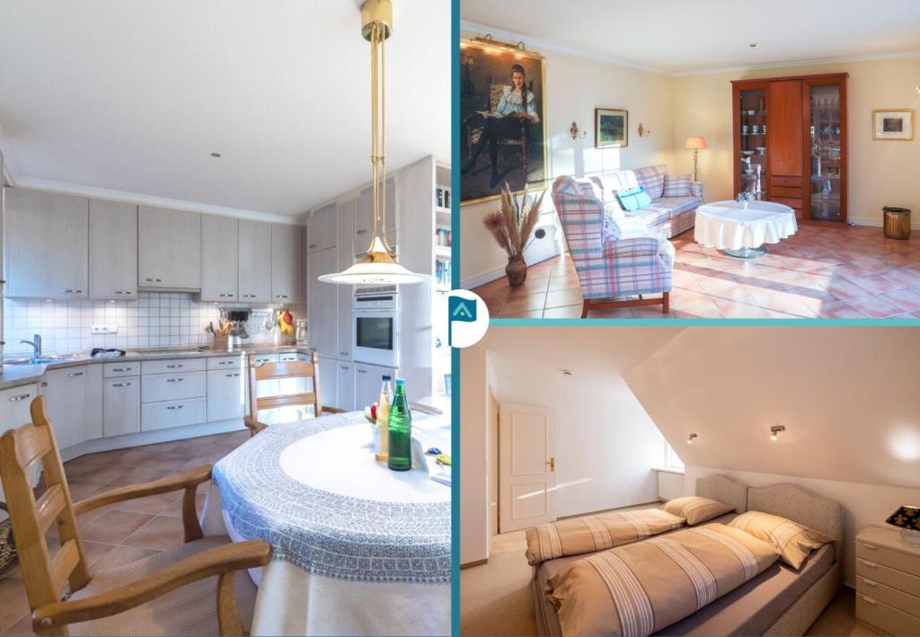 2 Bilder von einer Küche und einem Wohnzimmer in der Unterkunft Herzogs Friesenhaus in Südstrand