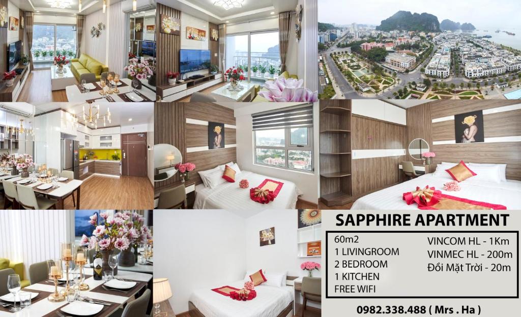 un collage de photos d'un appartement spa dans l'établissement LiChi Halong Homestay, à Hạ Long