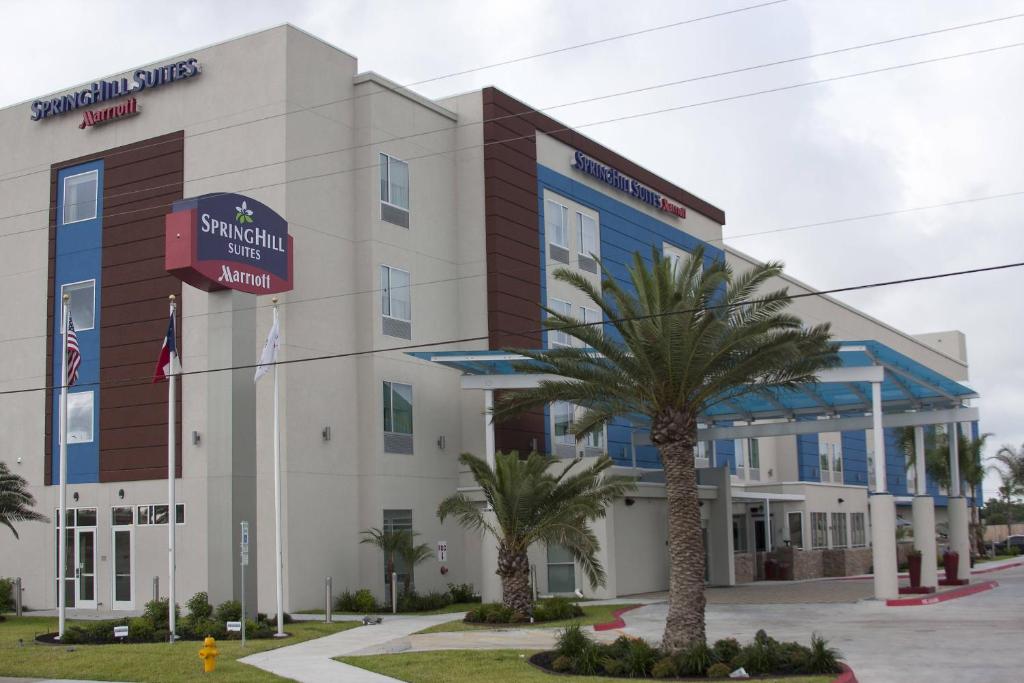 a building with a palm tree in front of it at SpringHill Suites by Marriott Corpus Christi in Corpus Christi