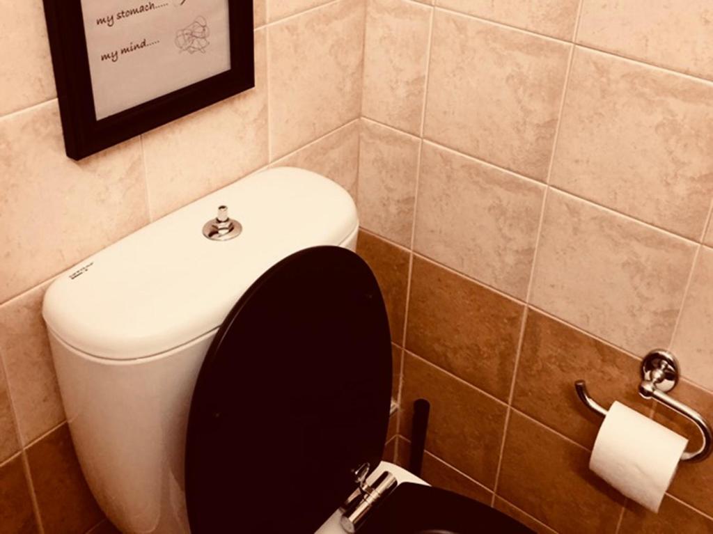 A bathroom at Lux House next to the Airport of Athens. Transport 24h
