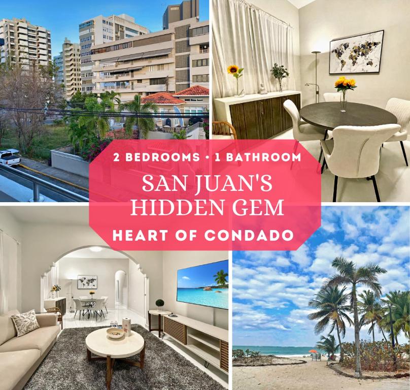 a collage of photos of a living room and aominium at Stunning 2-Bedroom Apartment in San Juan