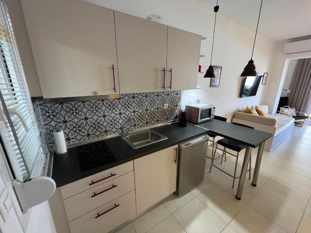 A kitchen or kitchenette at Seafront studio - Akti Elia