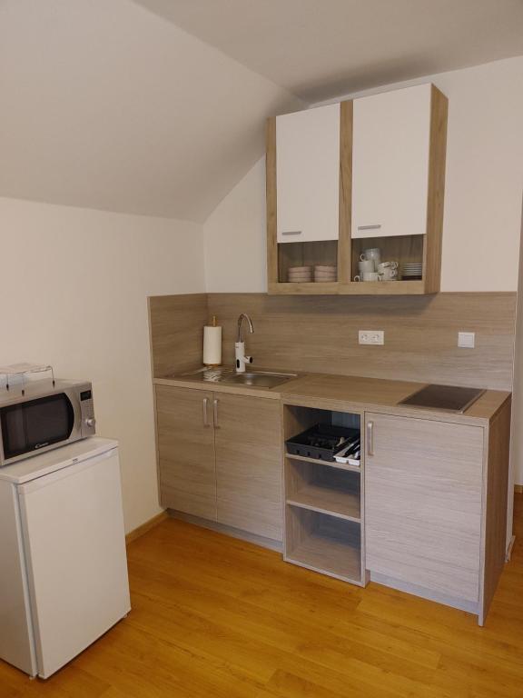 Kuchyň nebo kuchyňský kout v ubytování Apartma Katja