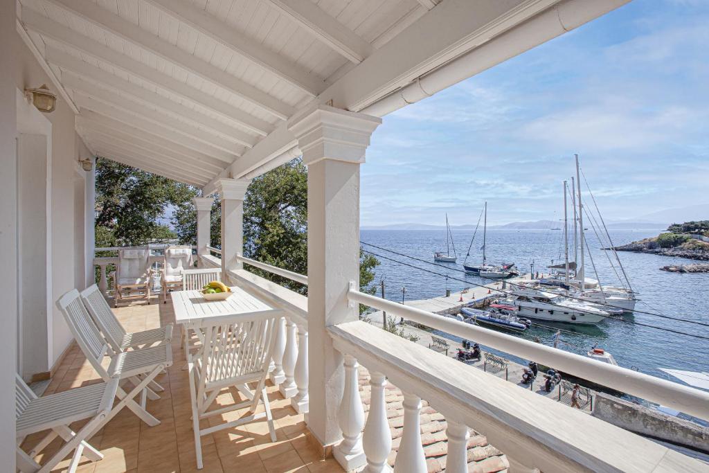 A balcony or terrace at Kassiopi Seafront Elegant Apartments