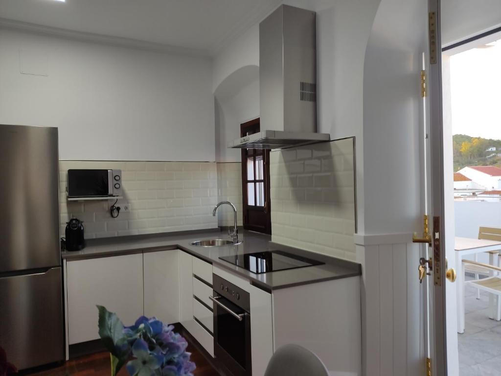 Kuchyň nebo kuchyňský kout v ubytování Apartamentos BARBAS