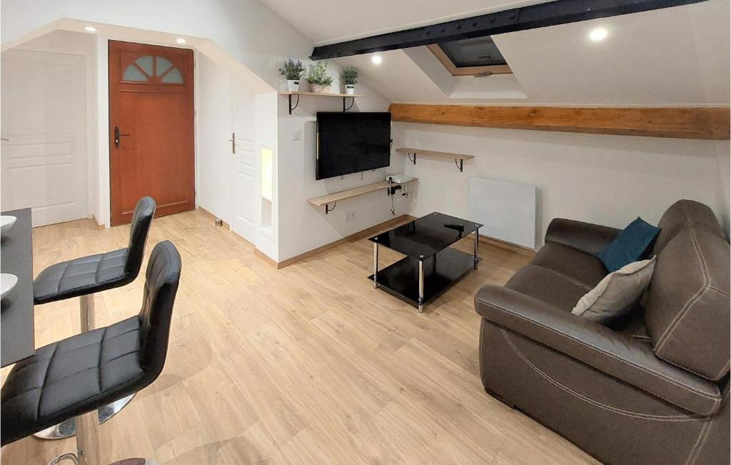 ein Wohnzimmer mit einem Sofa und einem Flachbild-TV in der Unterkunft Stunning Apartment In Saint-tienne With Kitchen in Saint-Étienne