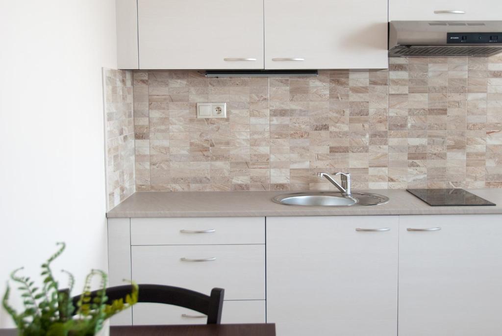 A kitchen or kitchenette at Apartmany Fonte