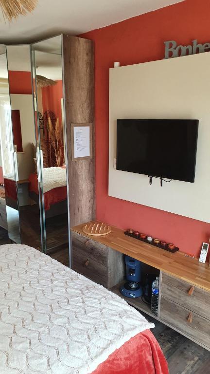 TV a/nebo společenská místnost v ubytování Le petit coin de Provence