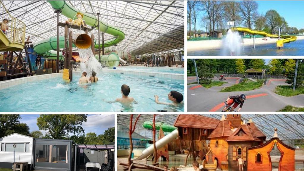 a collage of pictures of a water park at Chalet 4-6 personen op 5* camping Terspegelt in Eersel