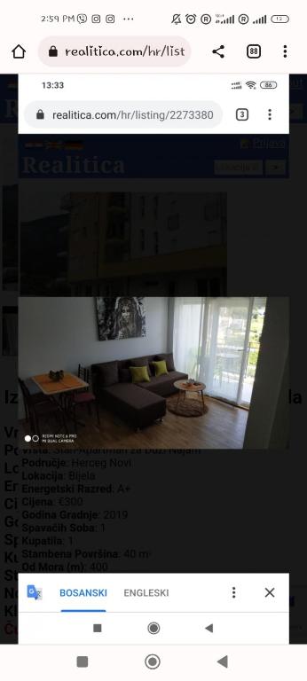 een pagina van een website met een woonkamer bij Laki&Uki in Herceg-Novi