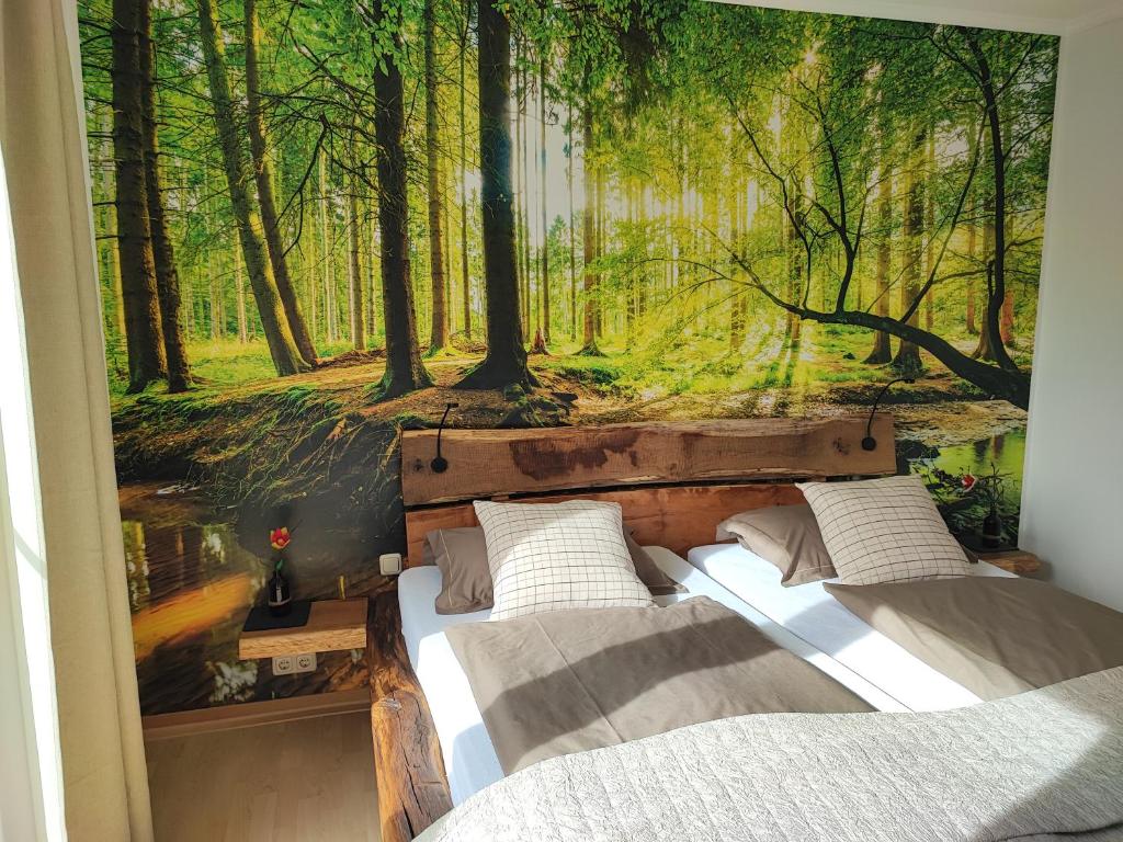Postel nebo postele na pokoji v ubytování Gasthaus Herrig