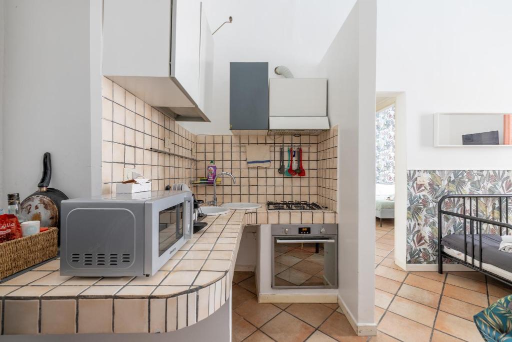 Kuchyňa alebo kuchynka v ubytovaní Gianicolo Jungle Apartment - Onofrio