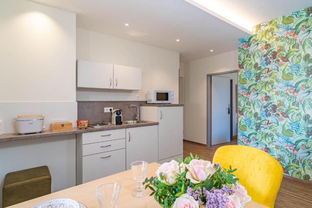 Kuchyň nebo kuchyňský kout v ubytování Apartment Hotel Schreier
