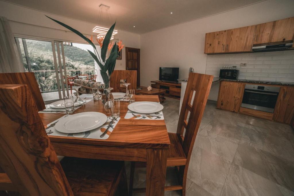 Kuchyň nebo kuchyňský kout v ubytování kannel Apartments