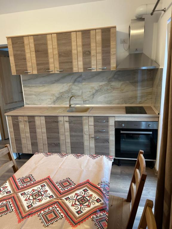 Kuchyň nebo kuchyňský kout v ubytování Pensiunea Giulia Home