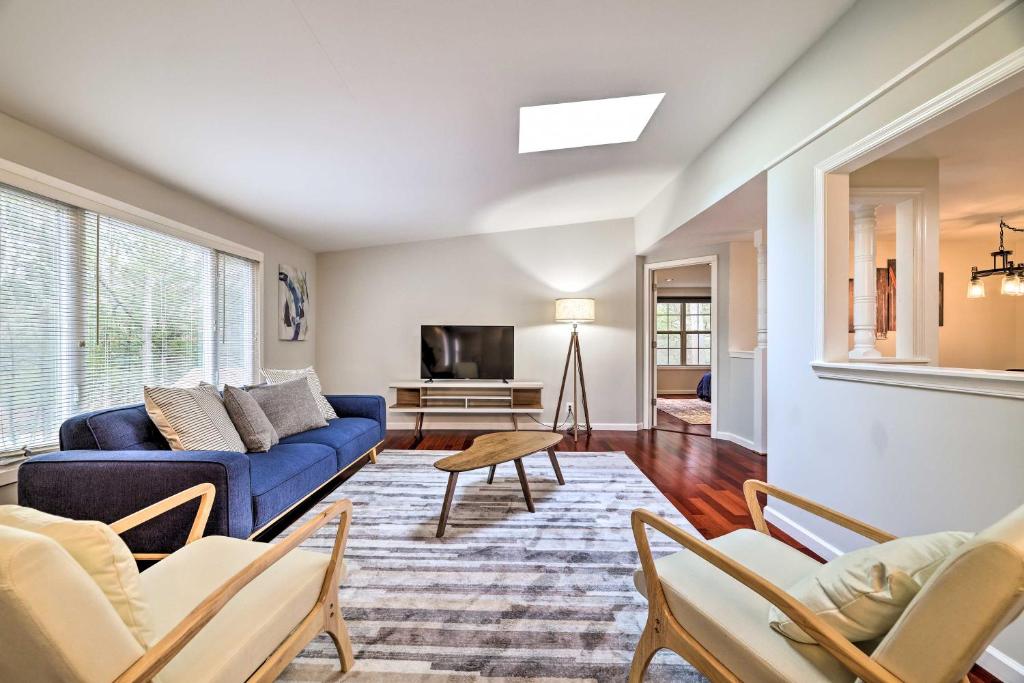 A seating area at East Stroudsburg House with Hot Tub and Pool!