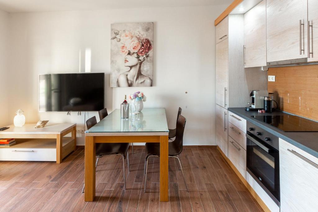 Kuchyň nebo kuchyňský kout v ubytování Rtina Appartements