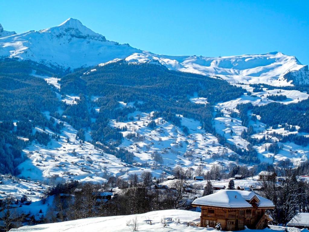 Uma vista geral da montanha ou uma vista da montanha a partir do apartamento