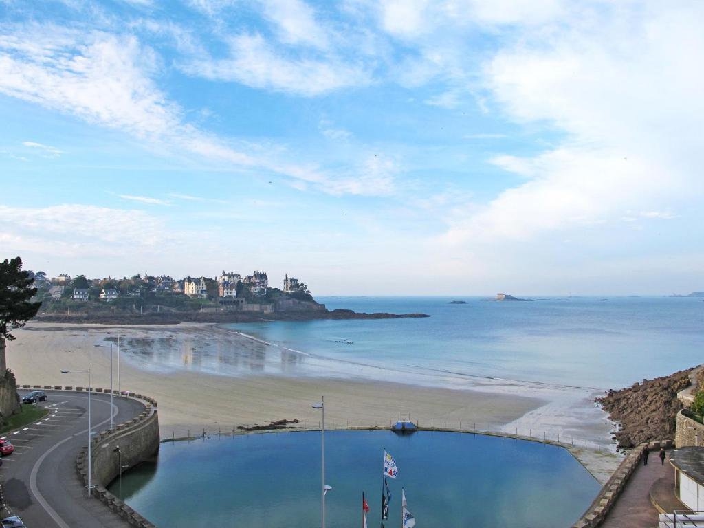 a view of a beach and the ocean at Studio La Garde by Interhome in Dinard