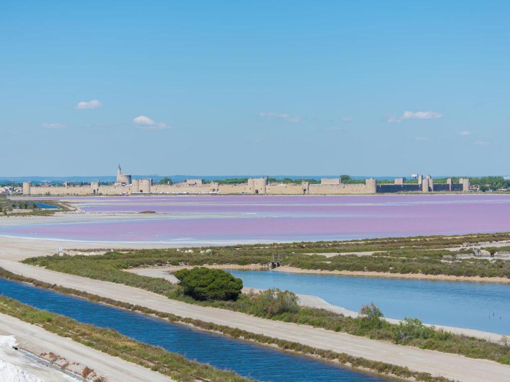 an aerial view of a river with purple water at Holiday Home La Maison Theaulon by Interhome in Aigues-Mortes