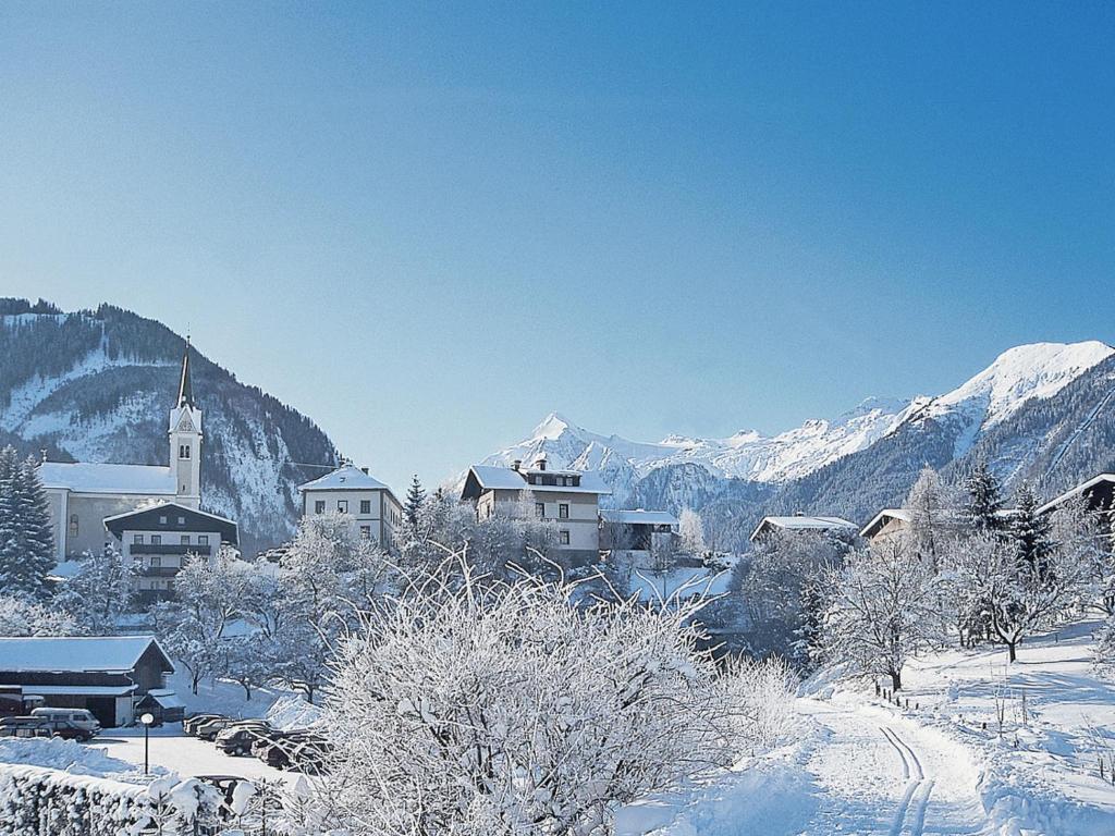 a village covered in snow with mountains in the background at Apartment Das Georgen- Schmitten by Interhome in Fürstau