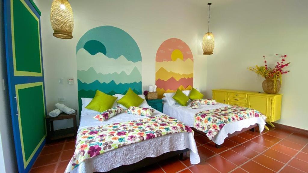 Postel nebo postele na pokoji v ubytování Hotel campestre La Esperanza en Dios