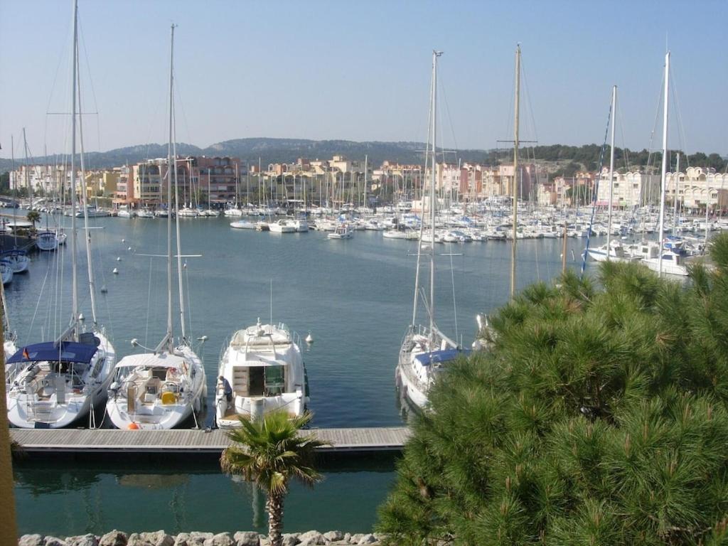 Un montón de barcos atracados en un puerto deportivo en Gruissan (Aude) Appartement calme, vue sur port de plaisance -Clim, Empl.Parking, en Gruissan
