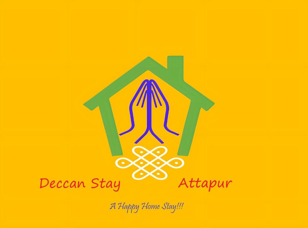 a happy home stay sign with a house at Deccan Stay in Hyderabad