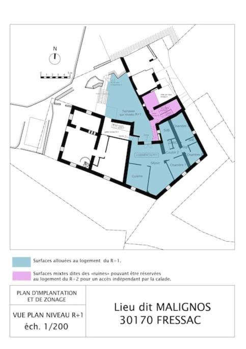 Plán poschodí v ubytovaní grand gîte de charme en Cévennes