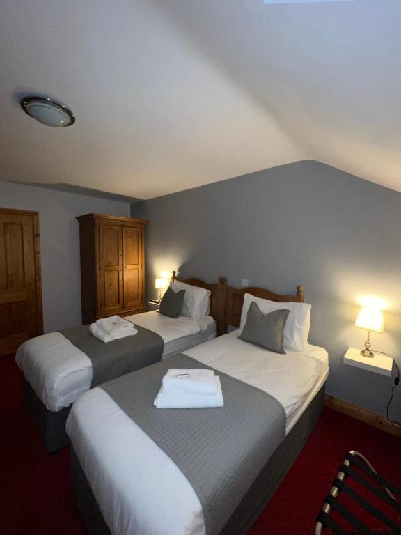 Postel nebo postele na pokoji v ubytování Dingle Marina Lodge