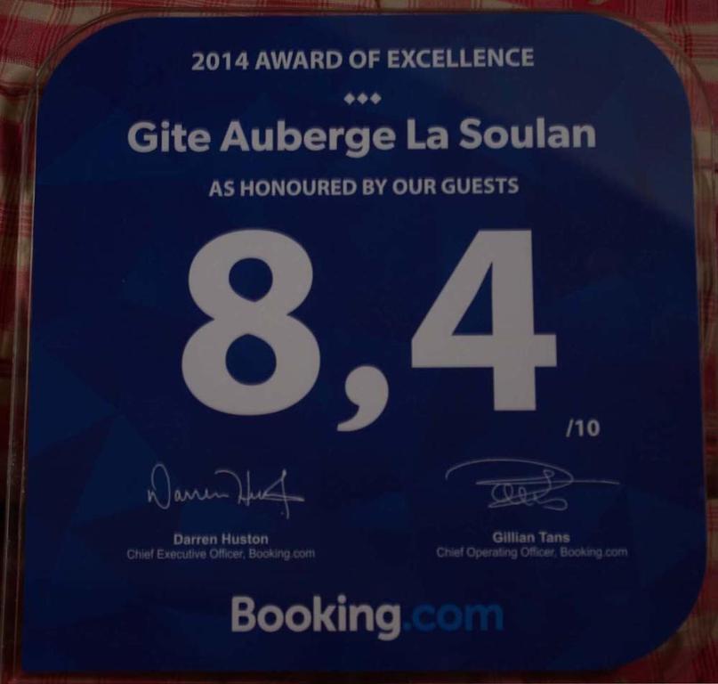 Certifikát, hodnocení, plakát nebo jiný dokument vystavený v ubytování Gite Auberge La Soulan - gite de montagne