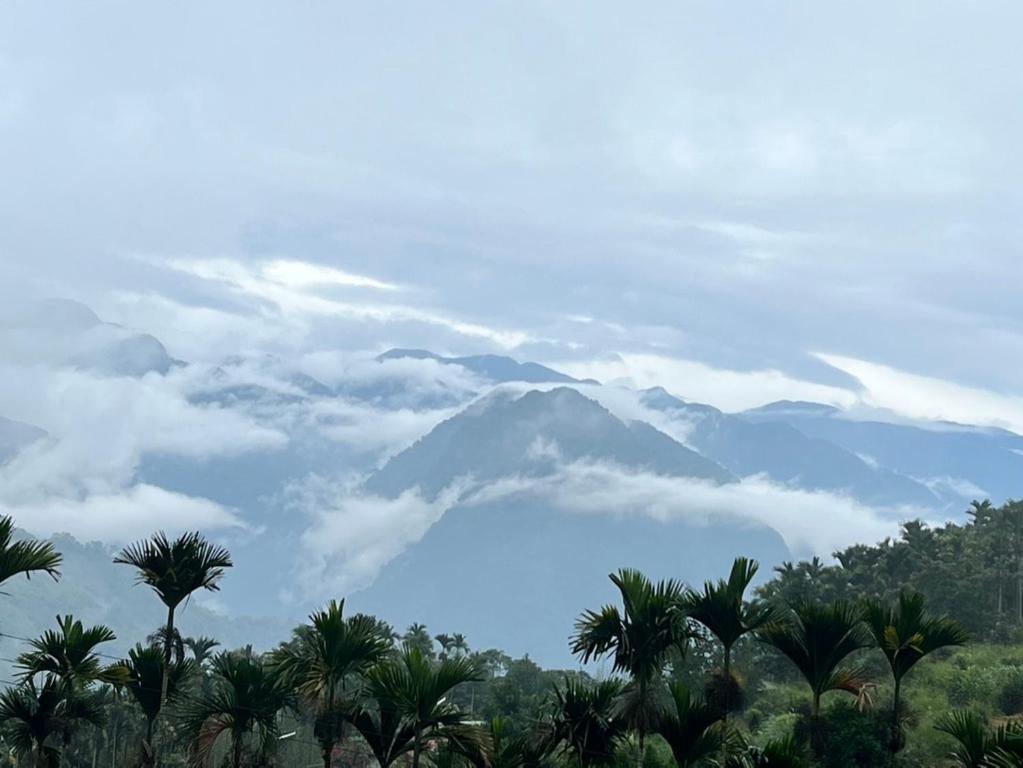 a view of a mountain with palm trees and clouds at Zhong Ming Ju Taoyi Fang in Fanlu