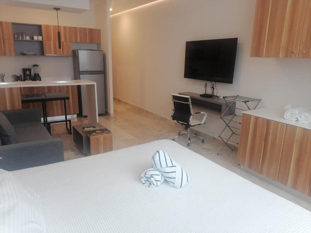 Η κουζίνα ή μικρή κουζίνα στο Increíble estudio con alberca infinita