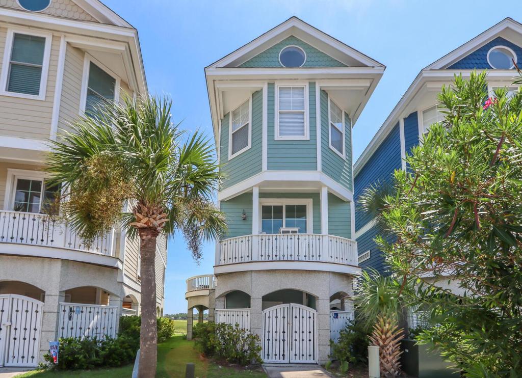 a row of houses with palm trees in front at 867 Bonito Rd in Fripp Island