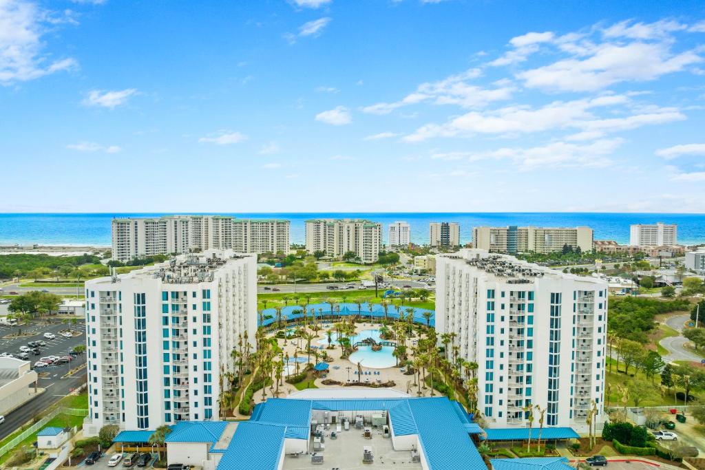 an aerial view of a city with tall buildings at Palms of Destin by Panhandle Getaways in Destin