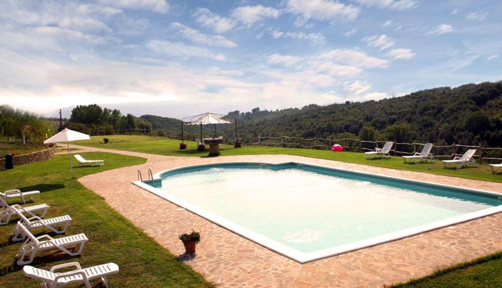 una piscina in un campo con sedie a sdraio di Agriturismo l'Elmo a Orvieto