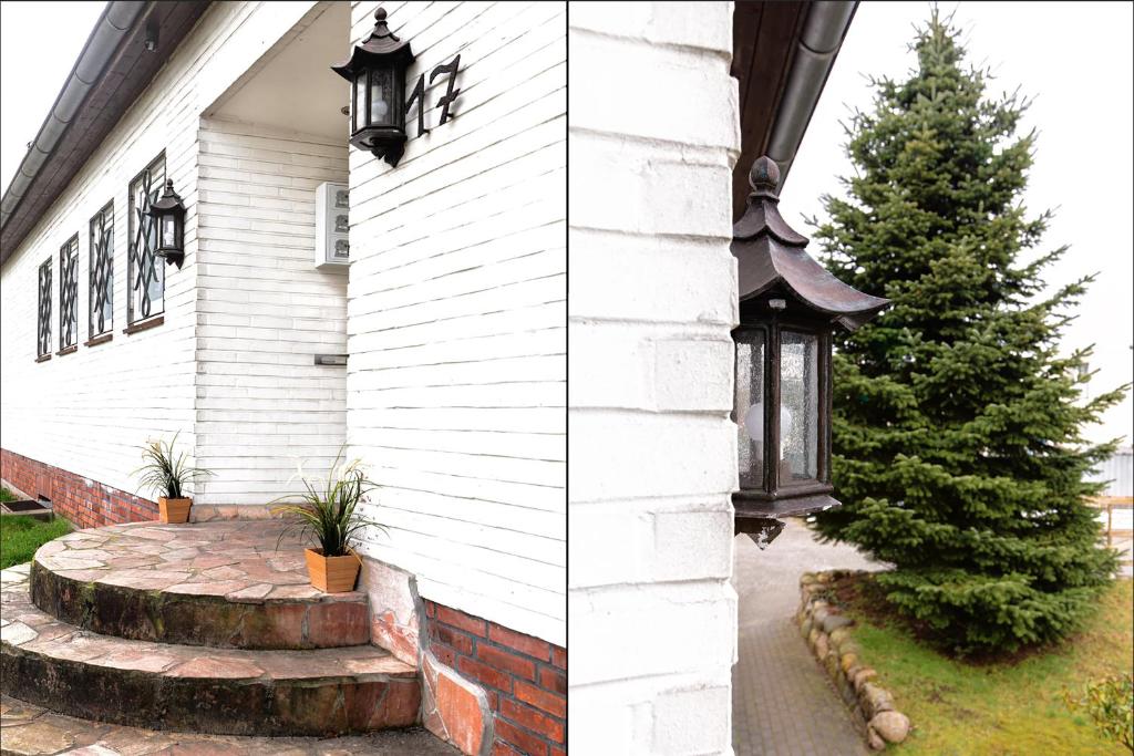 a christmas tree on the side of a house at Haus KÖ 17 in Norderstedt