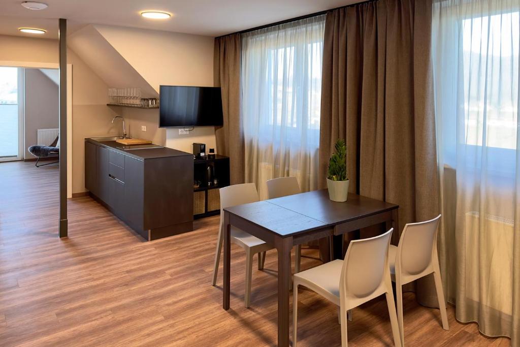 Kuchyň nebo kuchyňský kout v ubytování Trautes Quartier