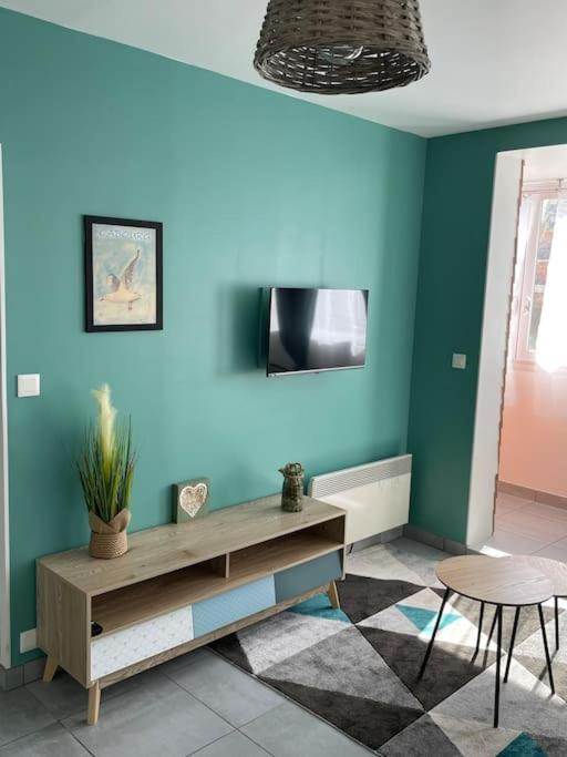 Televízia a/alebo spoločenská miestnosť v ubytovaní Appartement 2 pièces, lumineux, avec parking