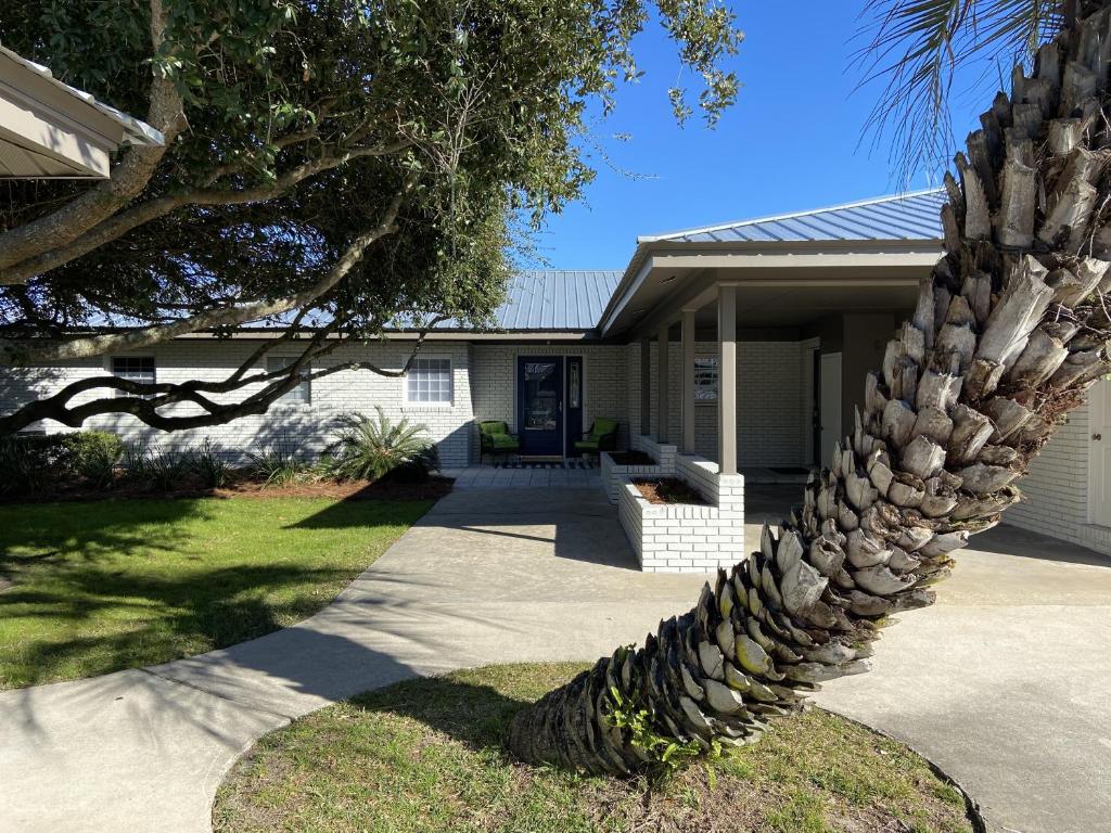 una palma di fronte a una casa di 10 TYLER - 4-Bedroom Home home a Jekyll Island