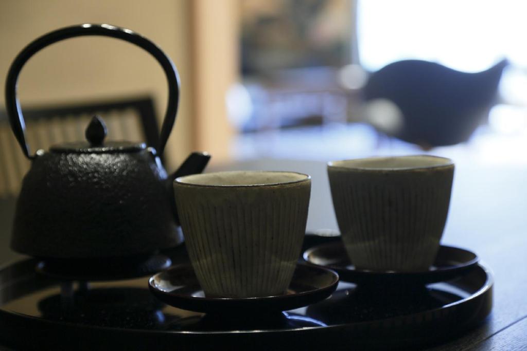 Příslušenství pro přípravu čaje a kávy v ubytování Aoi Hotel Kyoto